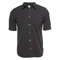 Alexander McQueen Camisa negra de algodón de media manga XS