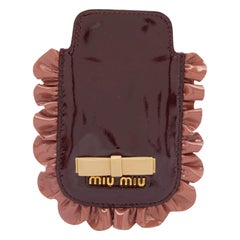 Miu Miu Burgundy/Pink Patent Leather Ruffle Phone Case