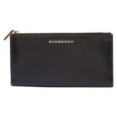 Burberry Black Patent Leather Long Zip Wallet
