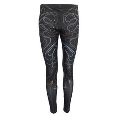 Alexander McQueen Black Zipper Print Jersey Leggings M