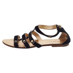 Jimmy Choo Black Suede Flat Sandals Size 36