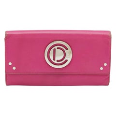 Cartera Continental con Solapa y Logotipo Redondo de Piel Rosa Dior