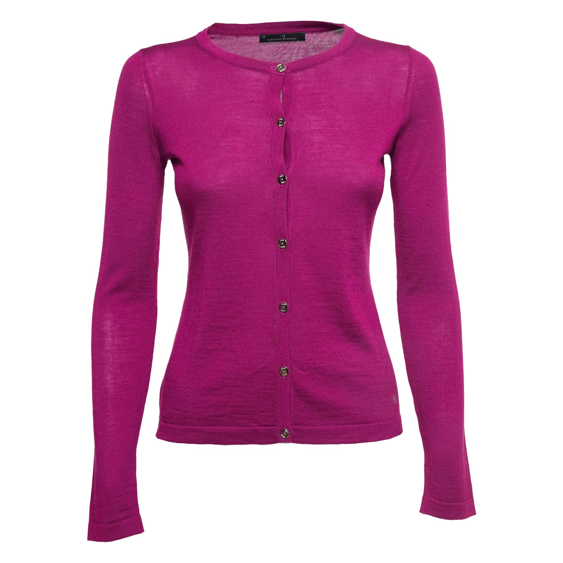CH Carolina Herrera Purple Knit Buttoned Cardigan XS
