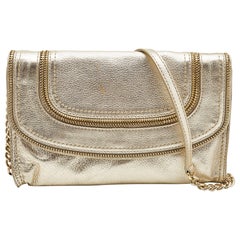 Michael Kors Gold Leather Naomi Clutch Bag