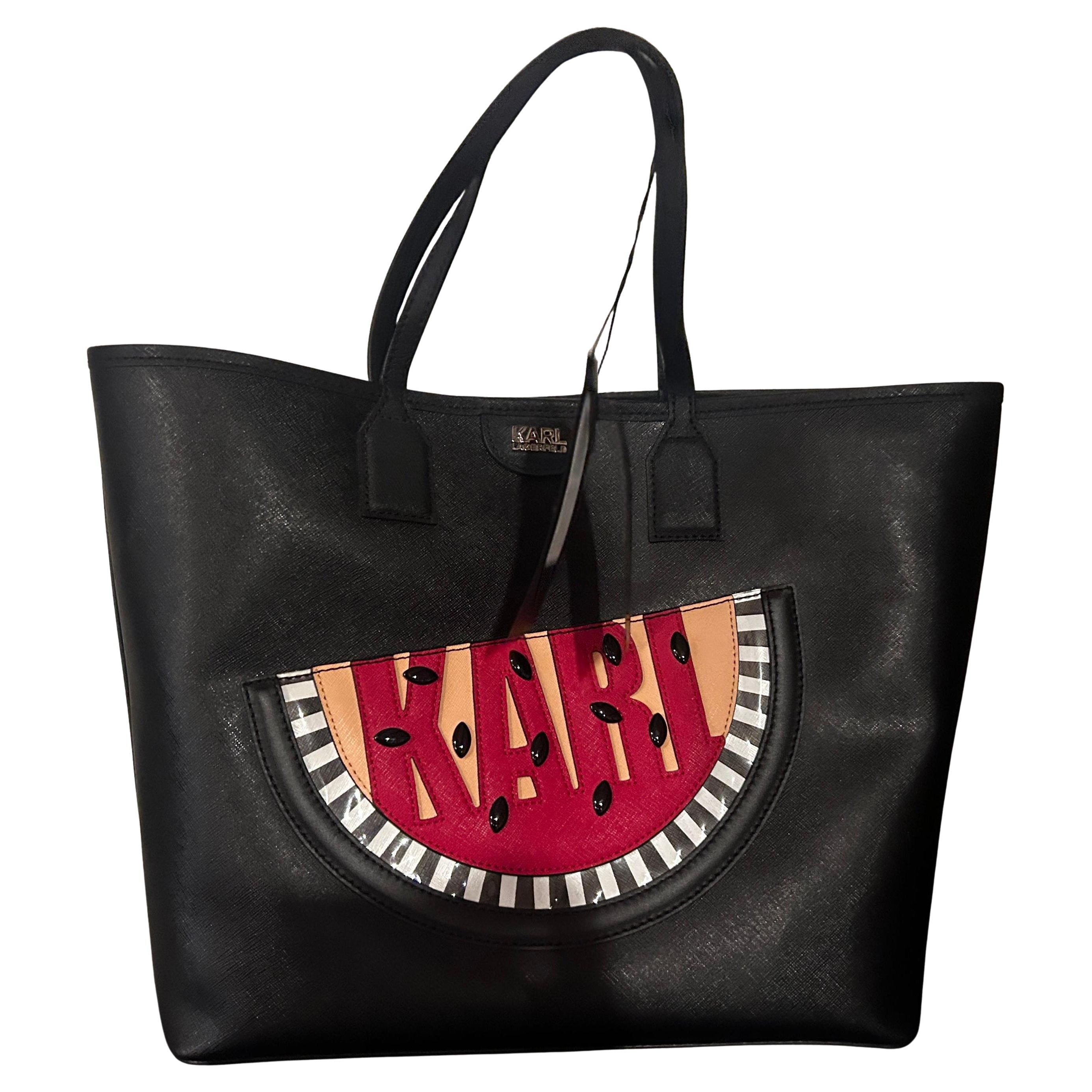 2010s Karl Lagerfeld Black Skin Bag For Sale