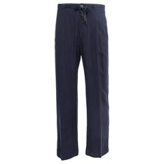 Giorgio Armani Pantalon large en rayonne bleu marine XL