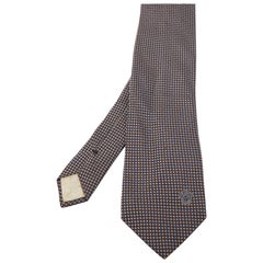 Marineblaue gemusterte Seidenjacquard-Krawatte von Versace