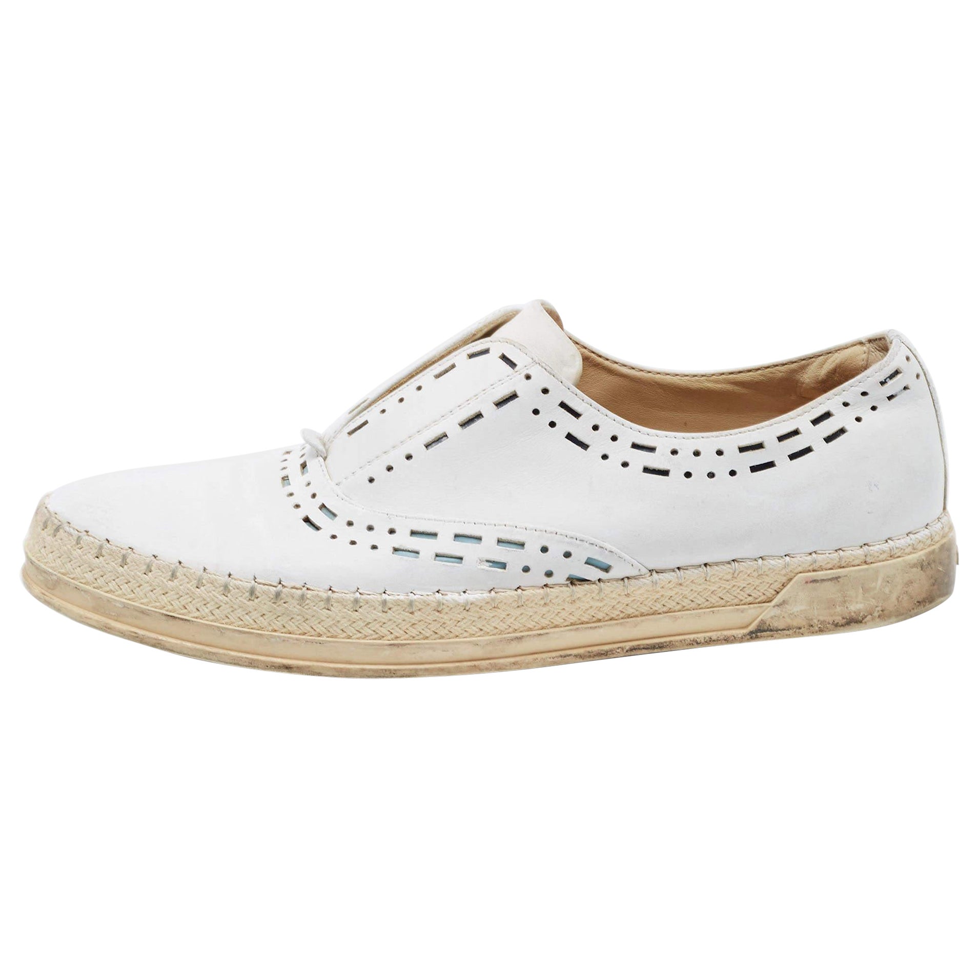 Tod's White Leather Slip on Loafers Size 37.5 For Sale