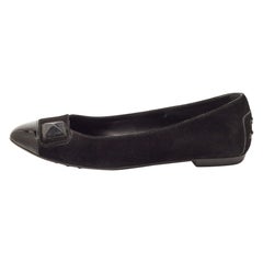 Tod's Black Suede and Patent Leather Ballet Flats Size 36