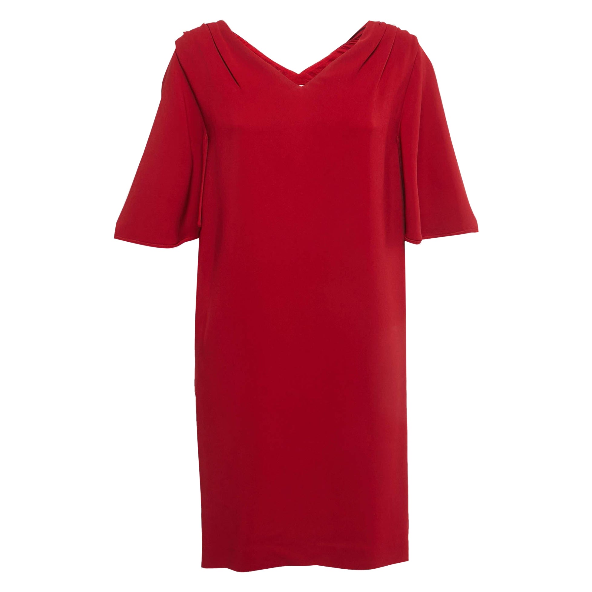 Stella McCartney - Vestito corto con spalla arricciata in crepe rosso S