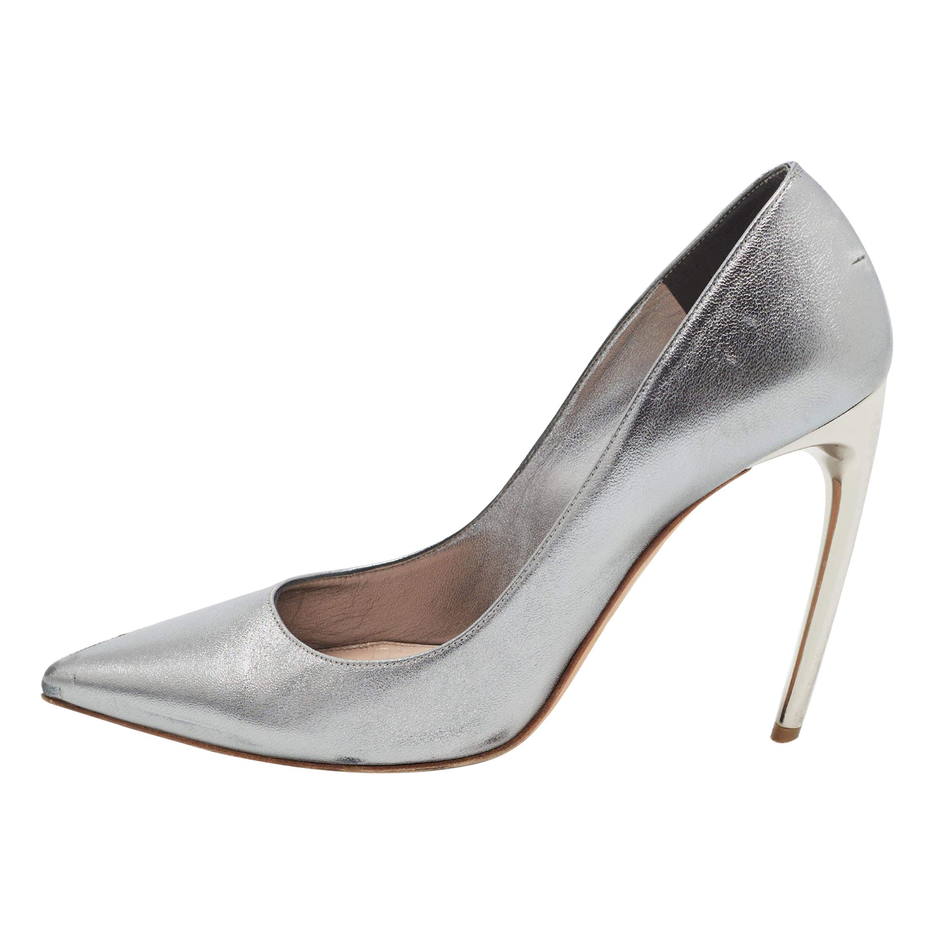 Alexander McQueen Metallic Leder Pumps mit spitzer Zehe Größe 38,5