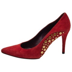 Stuart Weitzman Dark Red Suede Studded Pumps Size 37