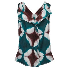 Marni Green Tye Dye Printed Cotton Sleeveless Top M