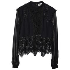 Self-Portrait Schwarzes Top aus Spitze und Chiffon M