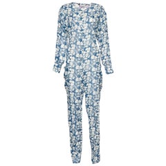Stella McCartney Blue & White Printed Cotton Oversized Jumpsuit S