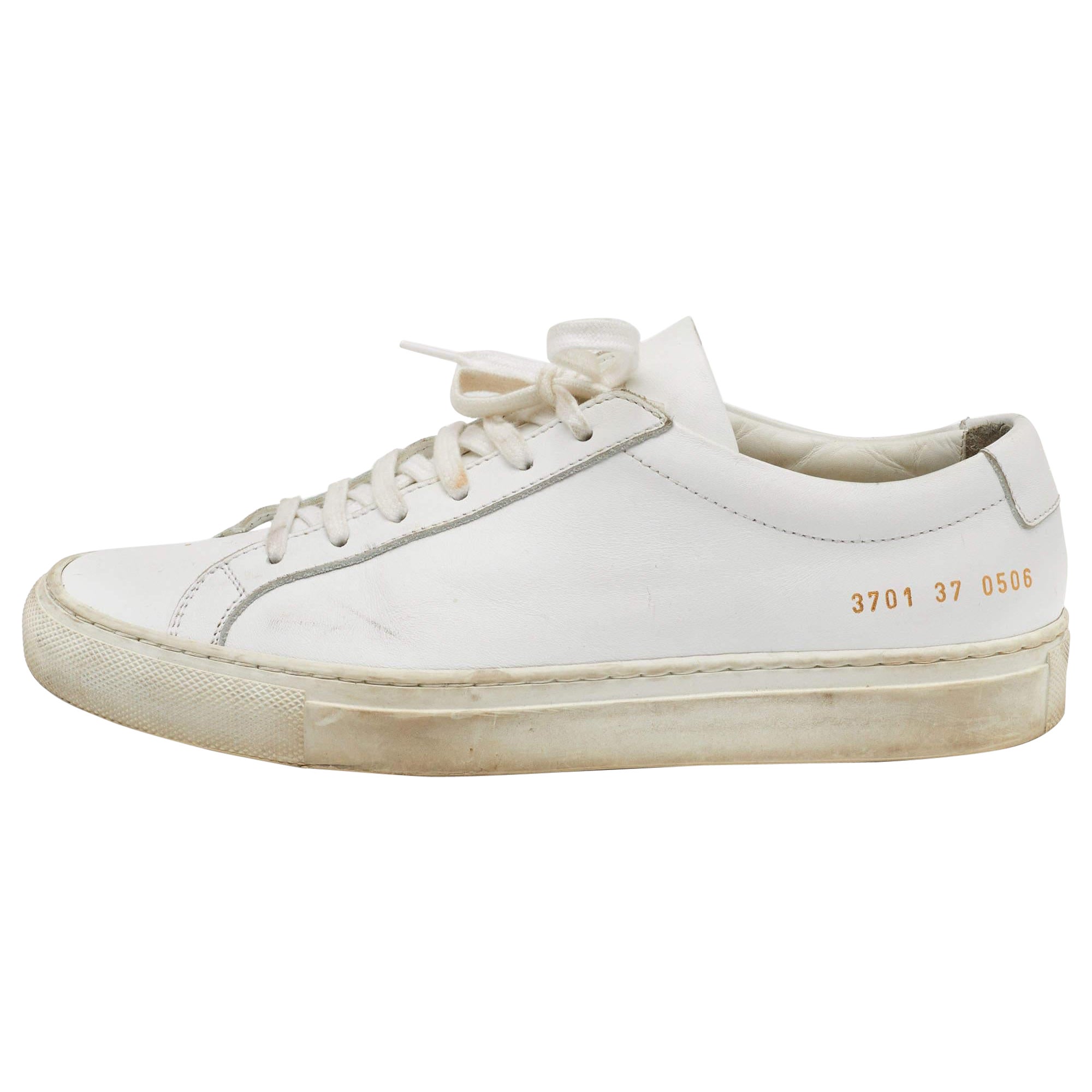 Common Projects Weiß Leder Achilles Low Top Sneakers Größe 37 im Angebot