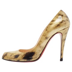 Christian Louboutin escarpins bicolores en cuir verni imprimé animal, taille 38,5