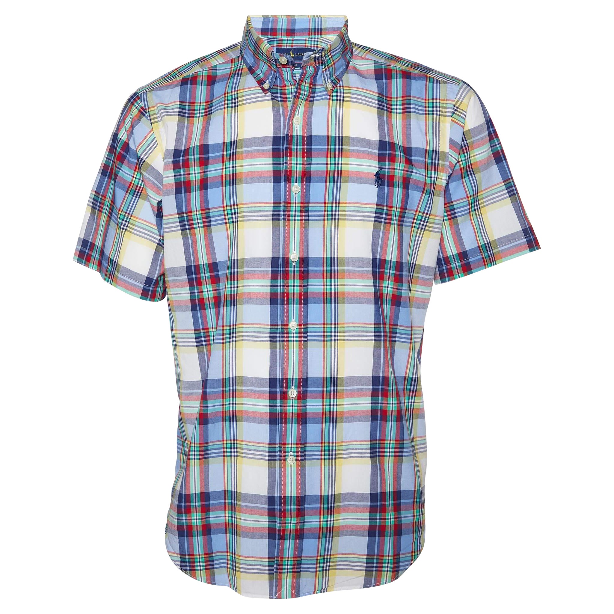 Ralph Lauren Camisa de algodón multicolor a cuadros de media manga M