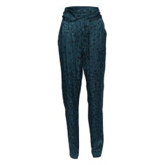 Chloe Green Butterfly Printed Silk Jacquard Pants M