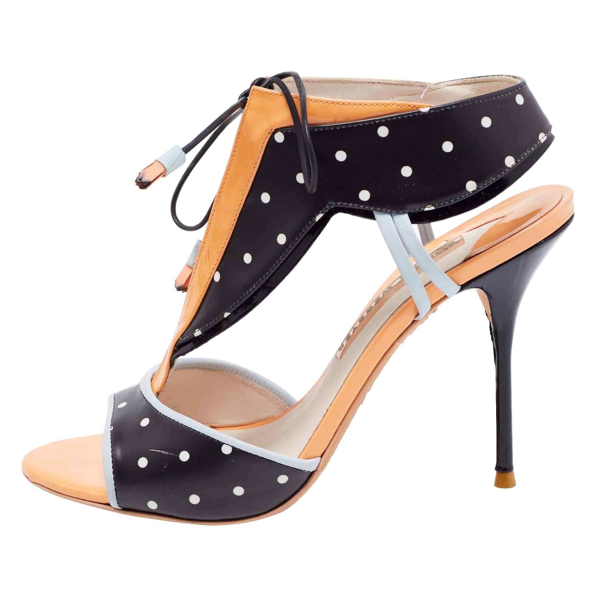 Sophia Webster Tricolor gepunktete Leilou-Sandalen aus Leder und Lackleder und Lackleder Größe 38 im Angebot
