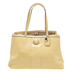 Coach Yellow Op Art Patent Leather Kisslock Tote