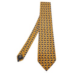 Corbata de seda con estampado animal amarillo Gucci