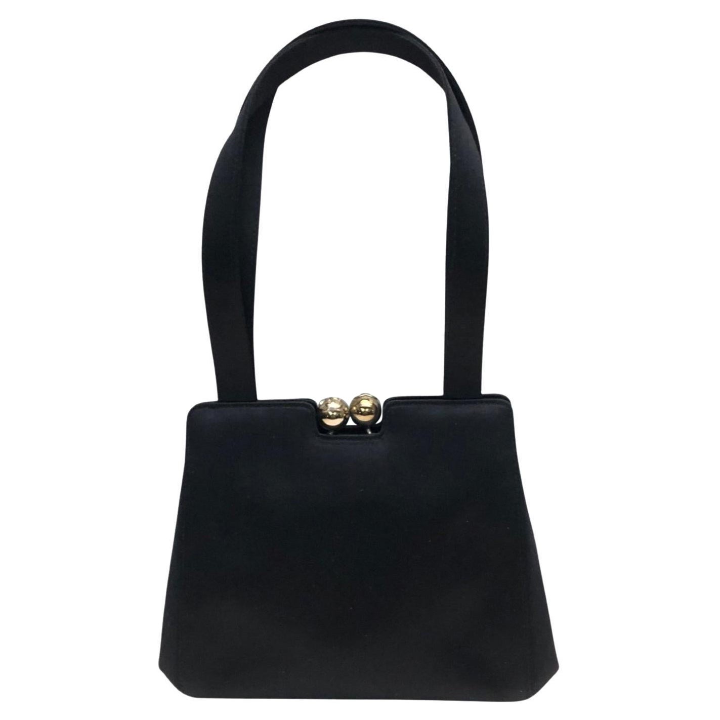 Chanel black silk purse handbag