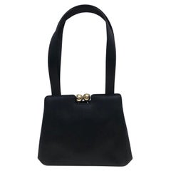 Chanel black silk purse handbag