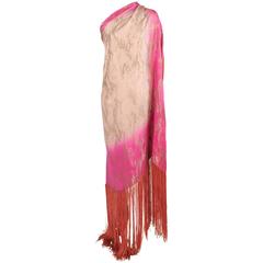 1920's Vibrant Art Deco Ombred Gold Lame Shawl