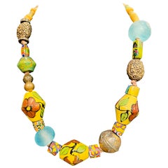 LB offers Vintage Tibetan Painted beads Venetian Trade Tibetan Brass necklace