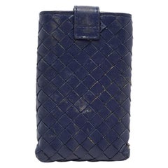 Bottega Veneta Dark Blue Intrecciato Leather Phone Case