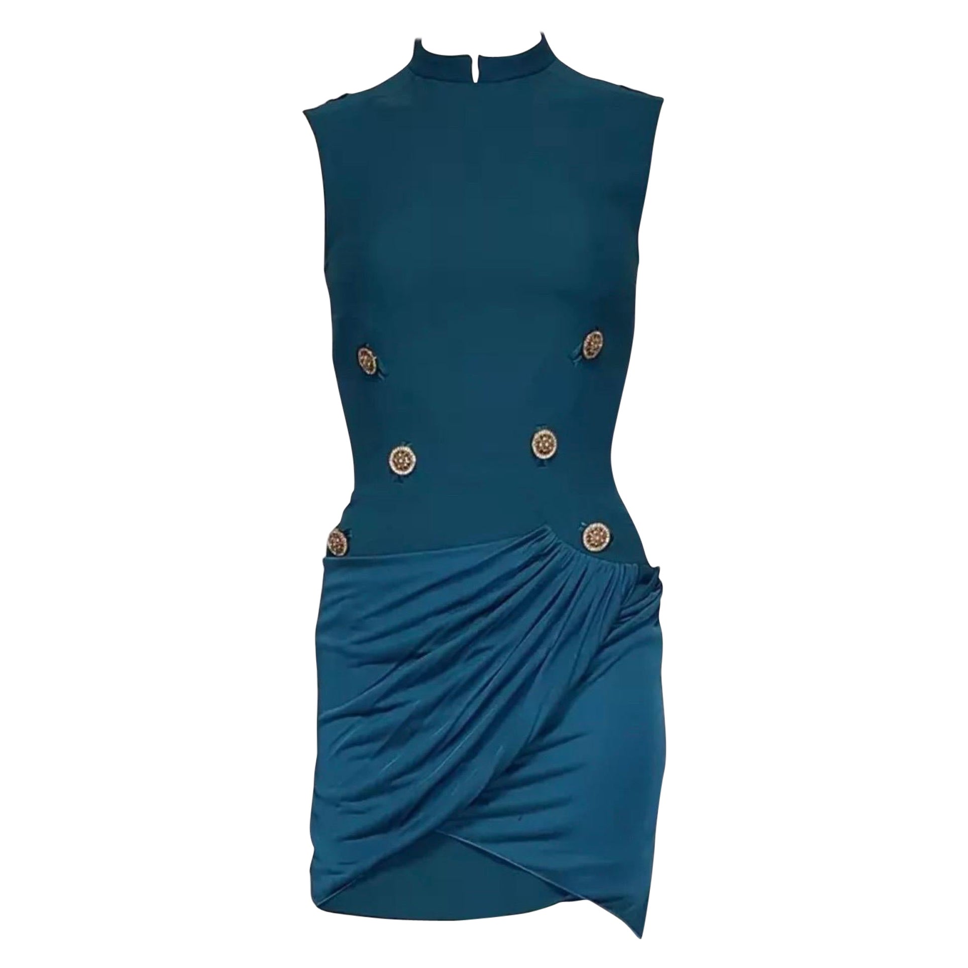 F/W 2014 Look #37 Versace Military Inspired Mini Dress 38 - 2 For Sale