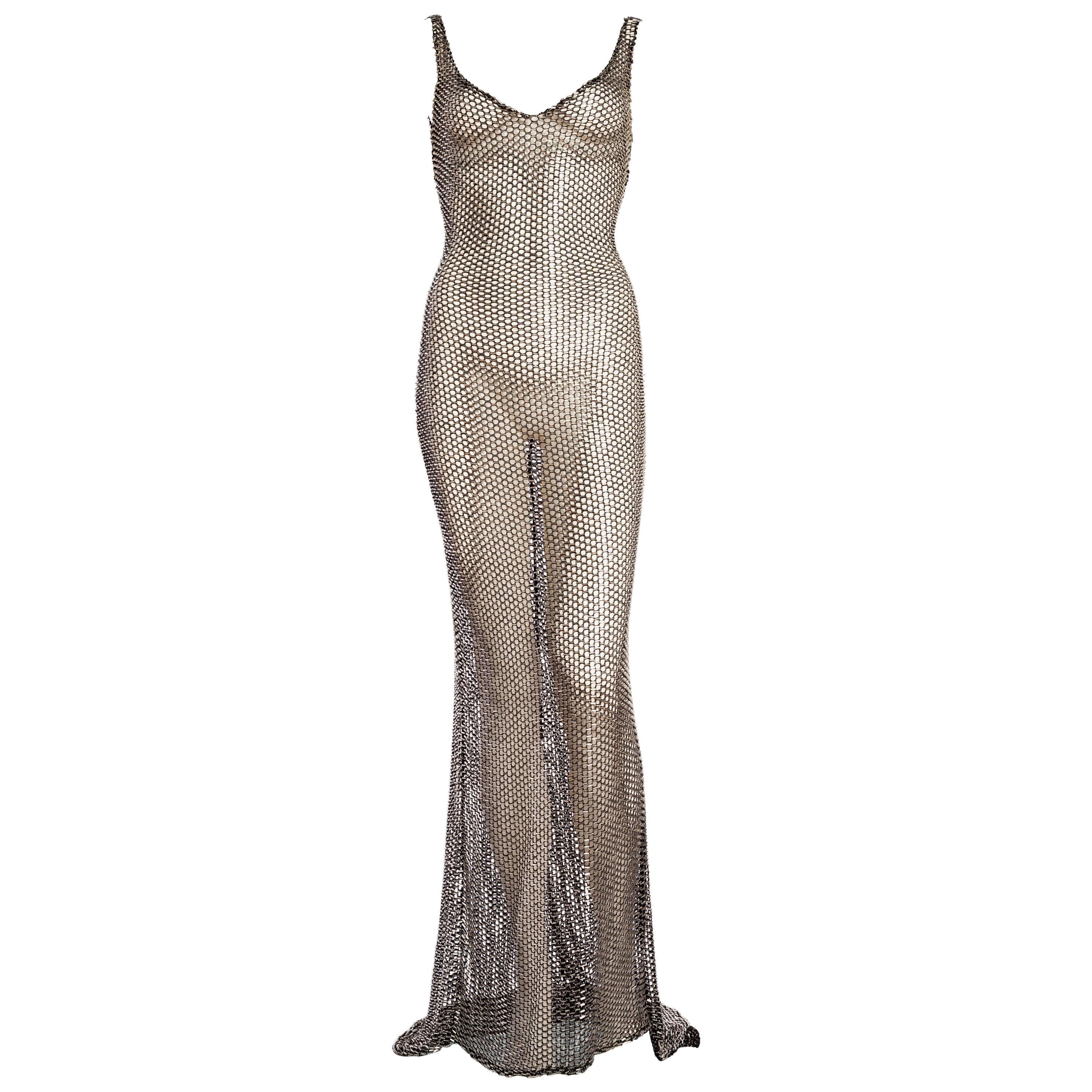 bugle bead net gown with train