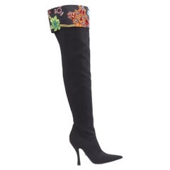 Versace Black Over The Knee Boots w/ Crystals Size 40 - 10