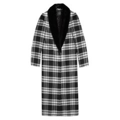 F/W 2013 Manteau en laine écossaise à carreaux et fourrure de vison de Versace