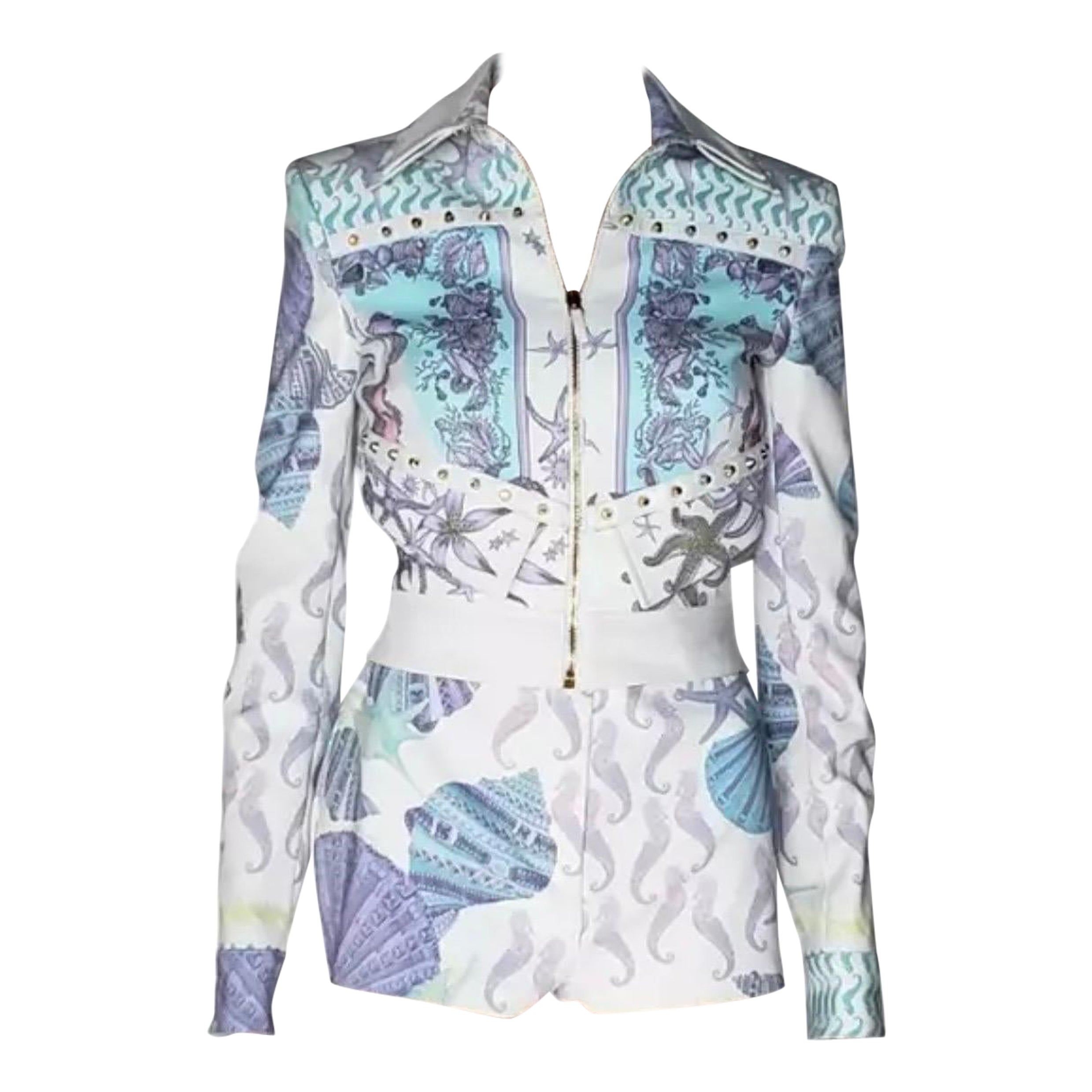 S/S 2012 Versace Traje de chaqueta y pantalón corto con estampado de conchas 38 - 2