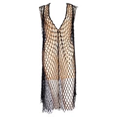 1990S JEAN PAUL GAULTIER Stretch  Net Low-Cut Nude Mini Dress With Oversized Bl