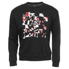 McQ by Alexander McQueen Camiseta de punto de algodón estampada negra con cuello redondo S