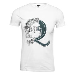 McQ by Alexander McQueen Camiseta blanca de algodón con logotipo y cuello redondo XS