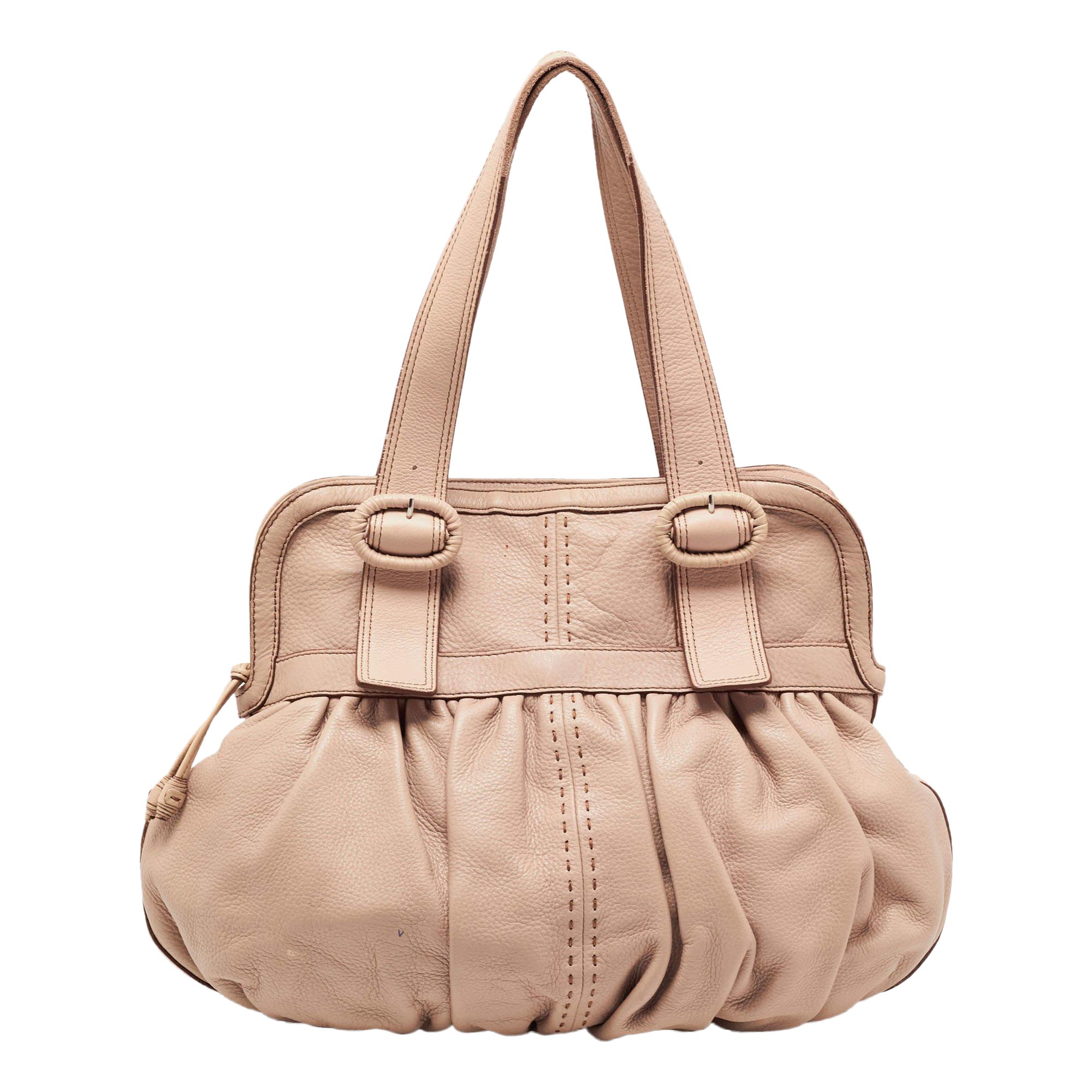 Cole Haan Light Pink Leather Pleated Hobo For Sale
