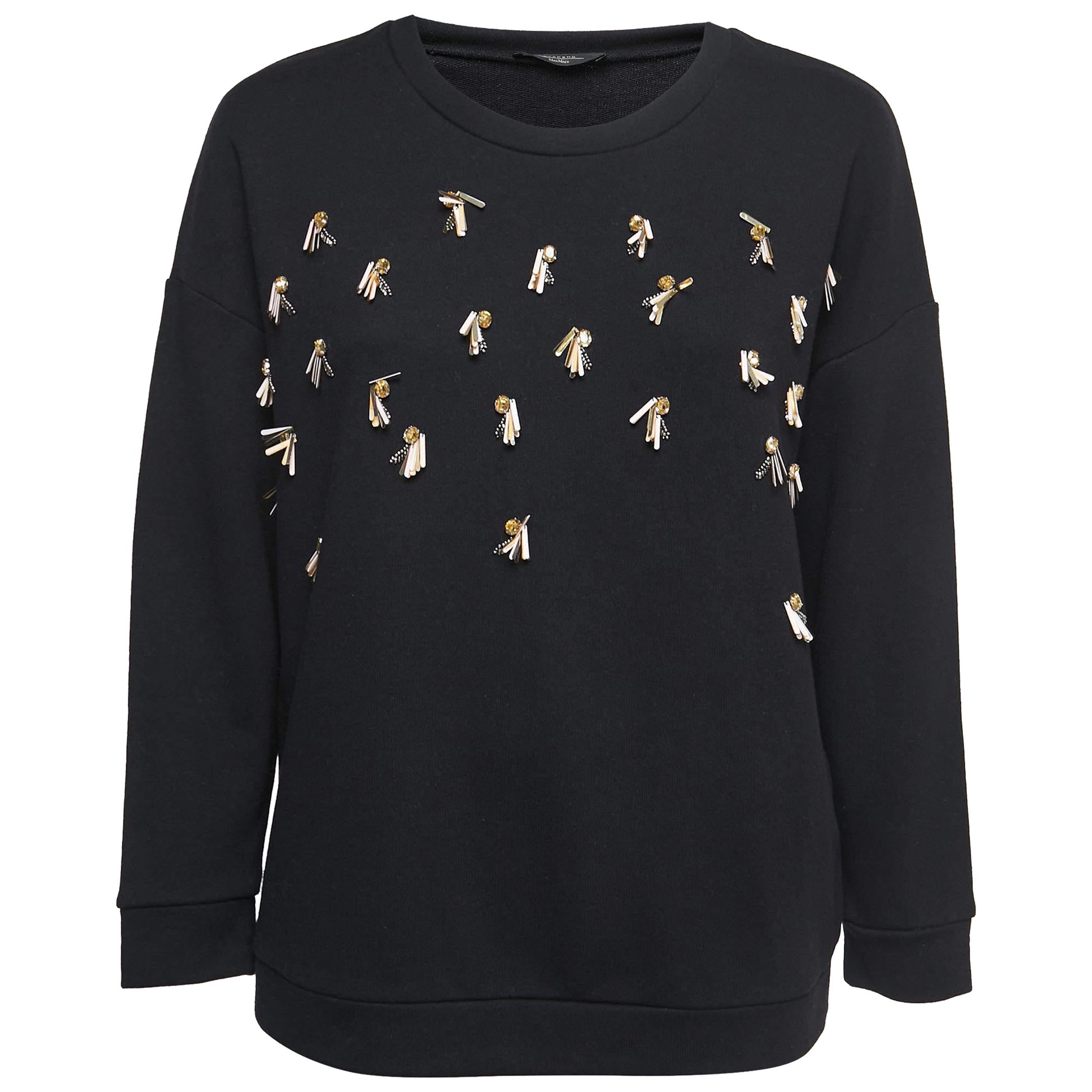 Weekend Max Mara Black Knit Embellished Pullover S For Sale