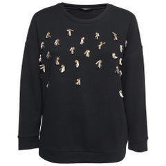 Weekend Max Mara Schwarzer gestrickter, verzierter Pullover S