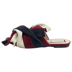 Nº21 Tri Color Suede Knot Flat Mules Size 38