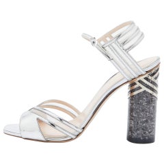 Nicholas Kirkwood Silver Mesh Leather Zaha Ultra Slingback Sandals Size 40