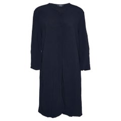S'Max Mara Navy Blue Crepe Button Front Shirt Midi Dress M