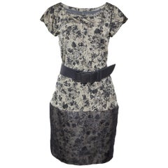 Weekend Max Mara Beige & Black Printed Synthetic Belted Mini Dress S
