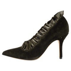 Christopher Kane Armee-Pumps aus grünem Samt und gerafftem Leder Größe 40