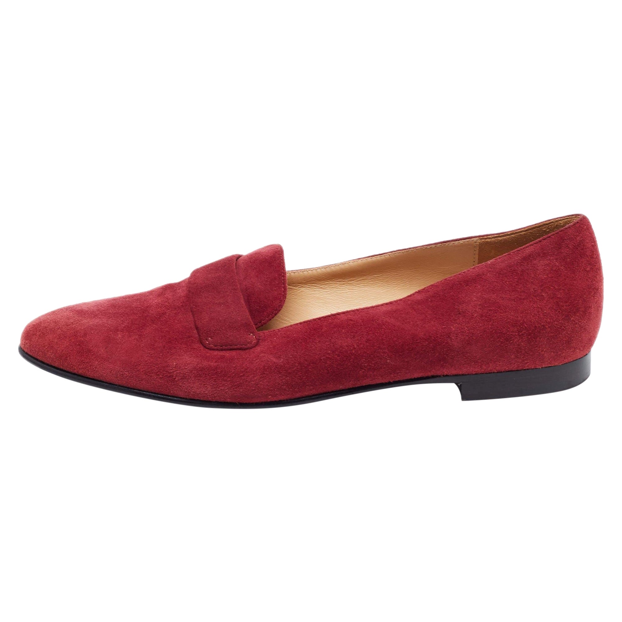 Ralph Lauren Kollektion Burgunderfarbene Wildleder Smoking Slippers Größe 36
