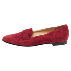 Ralph Lauren Kollektion Burgunderfarbene Wildleder Smoking Slippers Größe 36