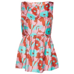 Roksanda Ilincic Red Floral printed Silk Sleeveless Peplum Top S